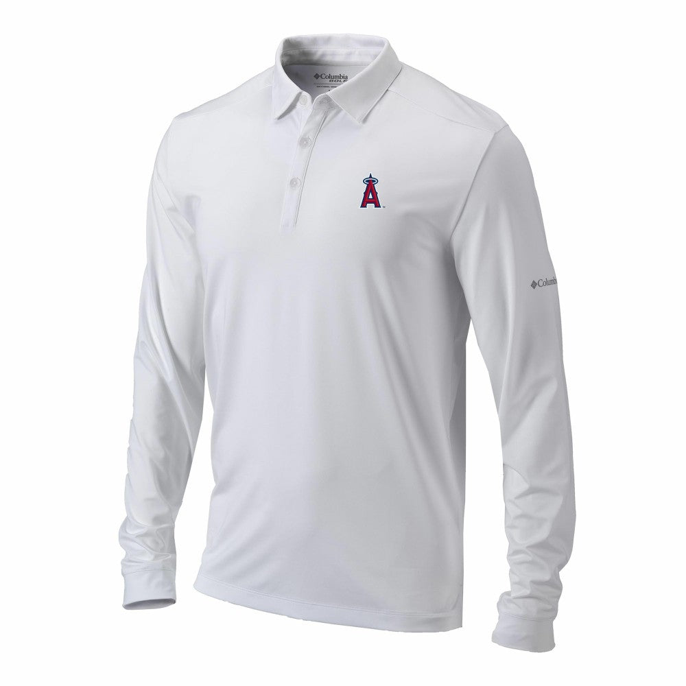 Los Angeles Angels Omni-Wick Pin High Long Sleeve Polo White