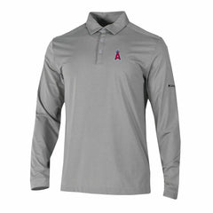 Los Angeles Angels Omni-Wick Pin High Long Sleeve Polo Gray