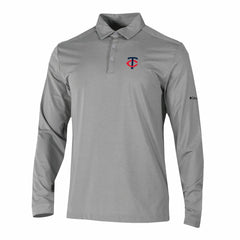 Minnesota Twins Omni-Wick Pin High Long Sleeve Polo Gray