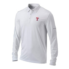 Texas Rangers Omni-Wick Pin High Long Sleeve Polo White