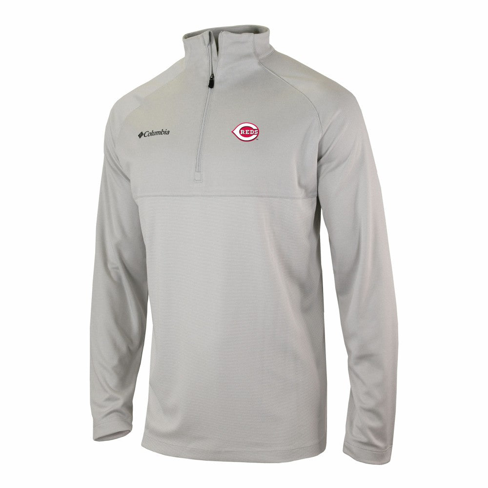 Cincinnati Reds Omni-Wick Raglan Rockin' It Quarter-Zip Pullover Gray