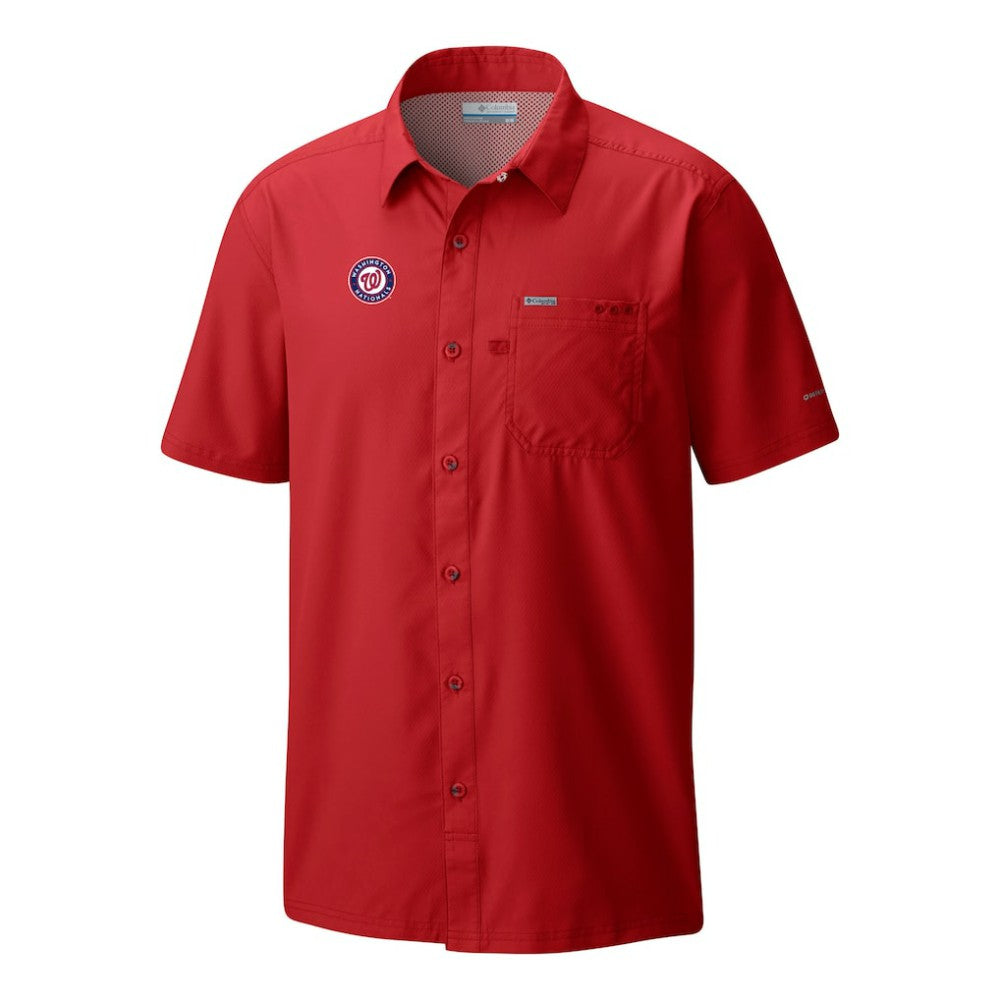 Washington Nationals Slack Tide Omni-Wick Button-Up Camp Shirt Red