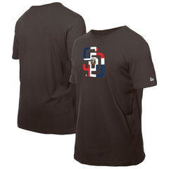 San Diego Padres Dominican Republic Flag Logo T-Shirt Brown