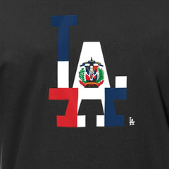 Los Angeles Dodgers Dominican Republic Flag Logo T-Shirt Black