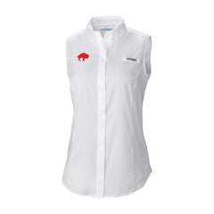 Buffalo Bills Women's Historic Tamiami Omni-Shade Sleeveless Button-Up Shirt - White on sale