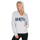 Seattle Seahawks Concepts Sport Women's Liftoff Striped V-Neck Hoodie - White/Gray on sale