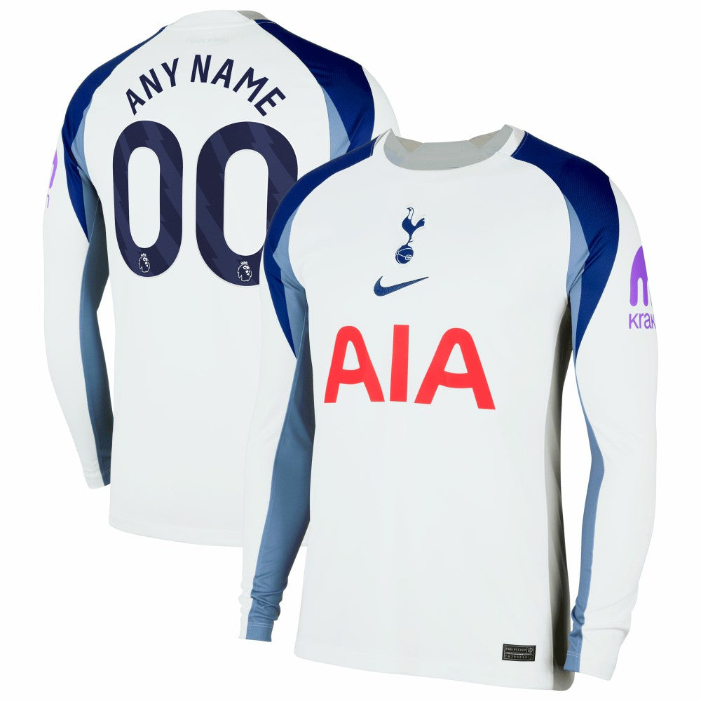 Tottenham Hotspur 2025/26 Home Replica Long Sleeve Custom Jersey - White shop