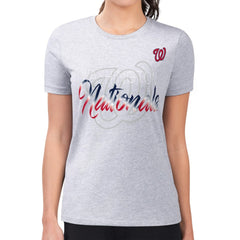 Washington Nationals G-III 4Her by Carl Banks Women's Super-Slim Fit Lightweight Shadow Logo Graphic T-Shirt Heather Gray