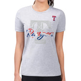 Texas Rangers G-III 4Her by Carl Banks Women's Super-Slim Fit Lightweight Shadow Logo Graphic T-Shirt Heather Gray
