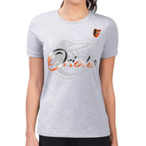 Baltimore Orioles G-III 4Her by Carl Banks Women's Super-Slim Fit Lightweight Shadow Logo Graphic T-Shirt Heather Gray