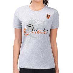 Baltimore Orioles G-III 4Her by Carl Banks Women's Super-Slim Fit Lightweight Shadow Logo Graphic T-Shirt Heather Gray