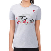 Cincinnati Reds G-III 4Her by Carl Banks Women's Super-Slim Fit Lightweight Shadow Logo Graphic T-Shirt Heather Gray