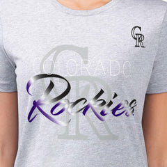 Colorado Rockies G-III 4Her by Carl Banks Women's Super-Slim Fit Lightweight Shadow Logo Graphic T-Shirt Heather Gray