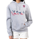 Washington Nationals G-III 4Her by Carl Banks Women's Shadow Logo Graphic Pullover Hoodie Heather Gray