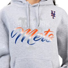 New York Mets G-III 4Her by Carl Banks Women's Shadow Logo Graphic Pullover Hoodie Heather Gray