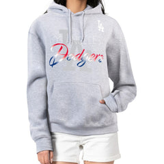Los Angeles Dodgers G-III 4Her by Carl Banks Women's Shadow Logo Graphic Pullover Hoodie Heather Gray