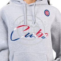 Chicago Cubs G-III 4Her by Carl Banks Women's Shadow Logo Graphic Pullover Hoodie Heather Gray