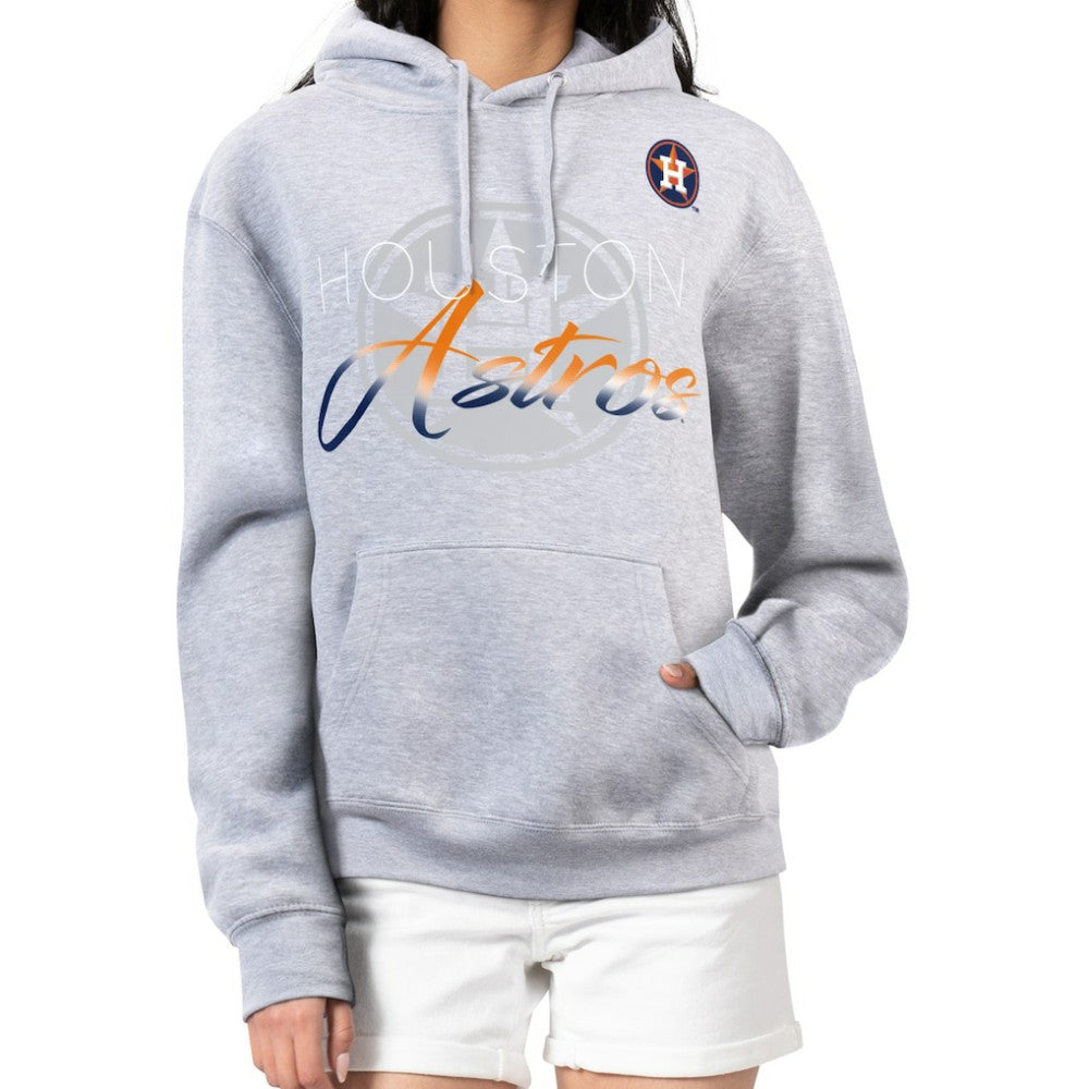 Houston Astros G-III 4Her by Carl Banks Women's Shadow Logo Graphic Pullover Hoodie Heather Gray