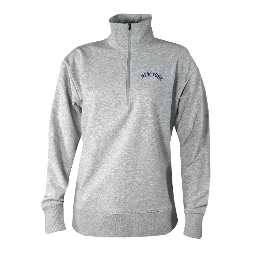 New York Yankees Women's Birchwood Hills Quarter-Zip Pullover Gray
