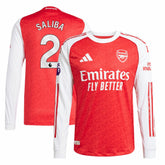 William Saliba Arsenal 2025/26 Home Long Sleeve Player Jersey on sale - Red