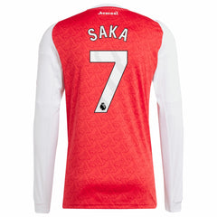 Bukayo Saka Arsenal 2025/26 Home Replica Long Sleeve Player Jersey - Red for sale
