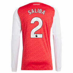 William Saliba Arsenal 2025/26 Home Replica Long Sleeve Player Jersey - Red on sale