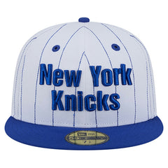 New York Knicks Wordmark Pinstripe 59FIFTY Fitted Hat - White on sale