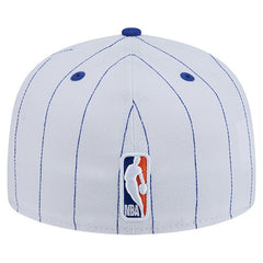 New York Knicks Wordmark Pinstripe 59FIFTY Fitted Hat - White on sale