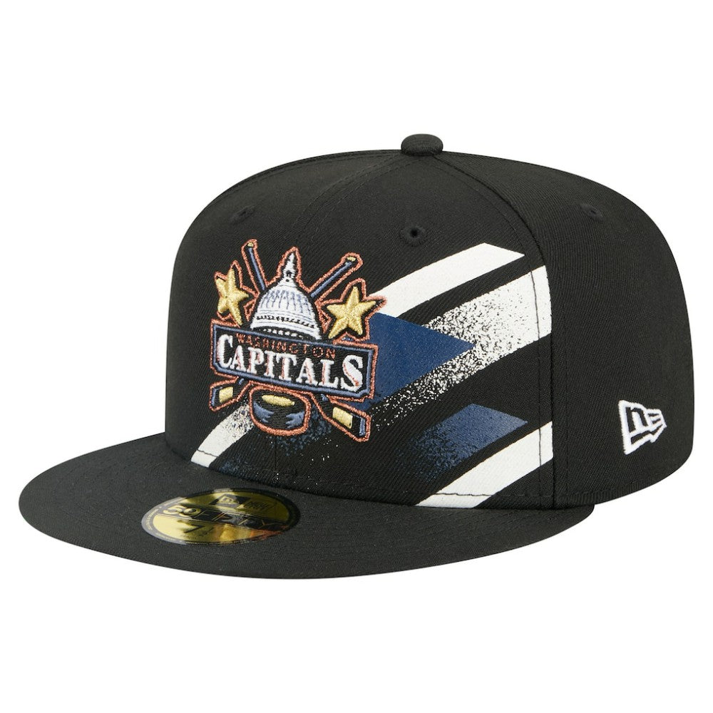 Washington Capitals New Era Faded Lines 59FIFTY Fitted Hat - Black Hats