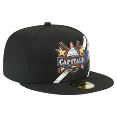 Washington Capitals New Era Faded Lines 59FIFTY Fitted Hat - Black Hats