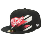 Detroit Red Wings New Era Faded Lines 59FIFTY Fitted Hat - Black Hats