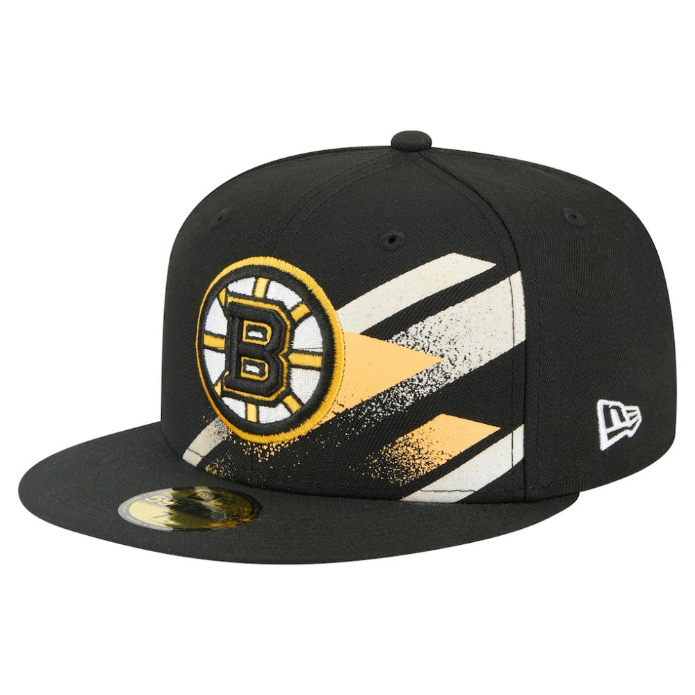 Boston Bruins New Era Faded Lines 59FIFTY Fitted Hat - Black Hats
