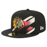 Chicago Blackhawks New Era Faded Lines 59FIFTY Fitted Hat - Black Hats