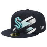 Seattle Kraken New Era Faded Lines 59FIFTY Fitted Hat - Deep Sea Blue Hats