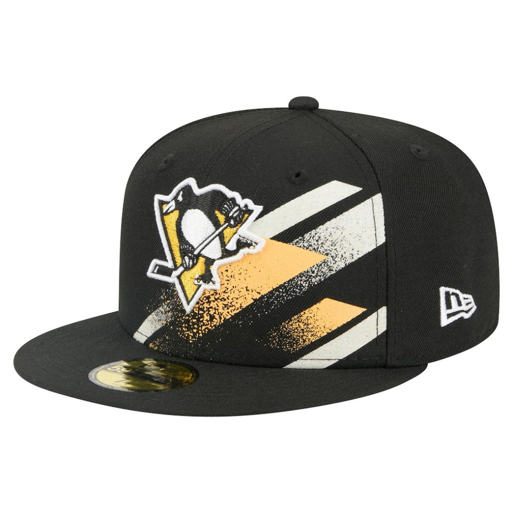 Pittsburgh Penguins New Era Faded Lines 59FIFTY Fitted Hat - Black Hats