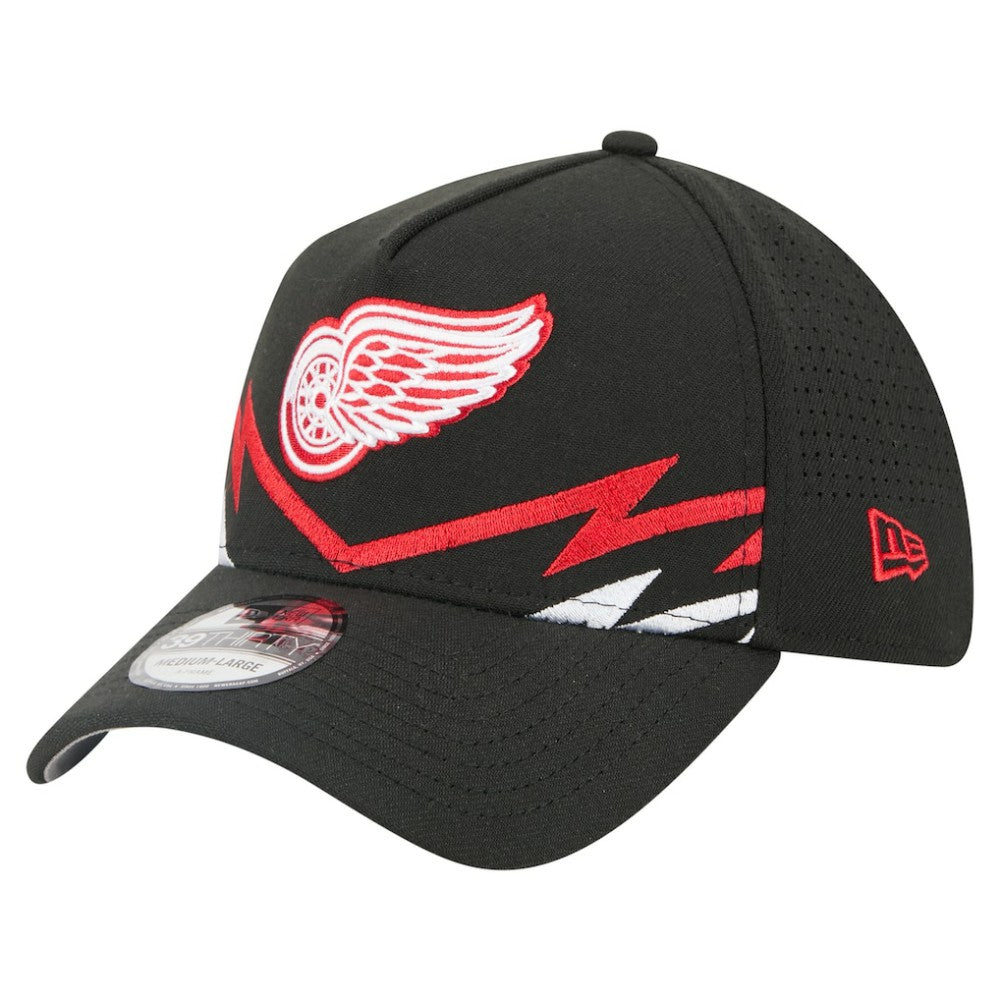 Detroit Red Wings New Era 39THIRTY A-Frame Perforated Flex Hat - Black Hats
