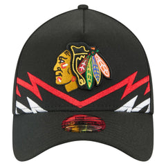 Chicago Blackhawks New Era 39THIRTY A-Frame Perforated Flex Hat - Black Hats