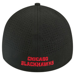 Chicago Blackhawks New Era 39THIRTY A-Frame Perforated Flex Hat - Black Hats