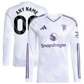 Manchester United 2025/26 Away Replica Long Sleeve Custom Jersey - White discount
