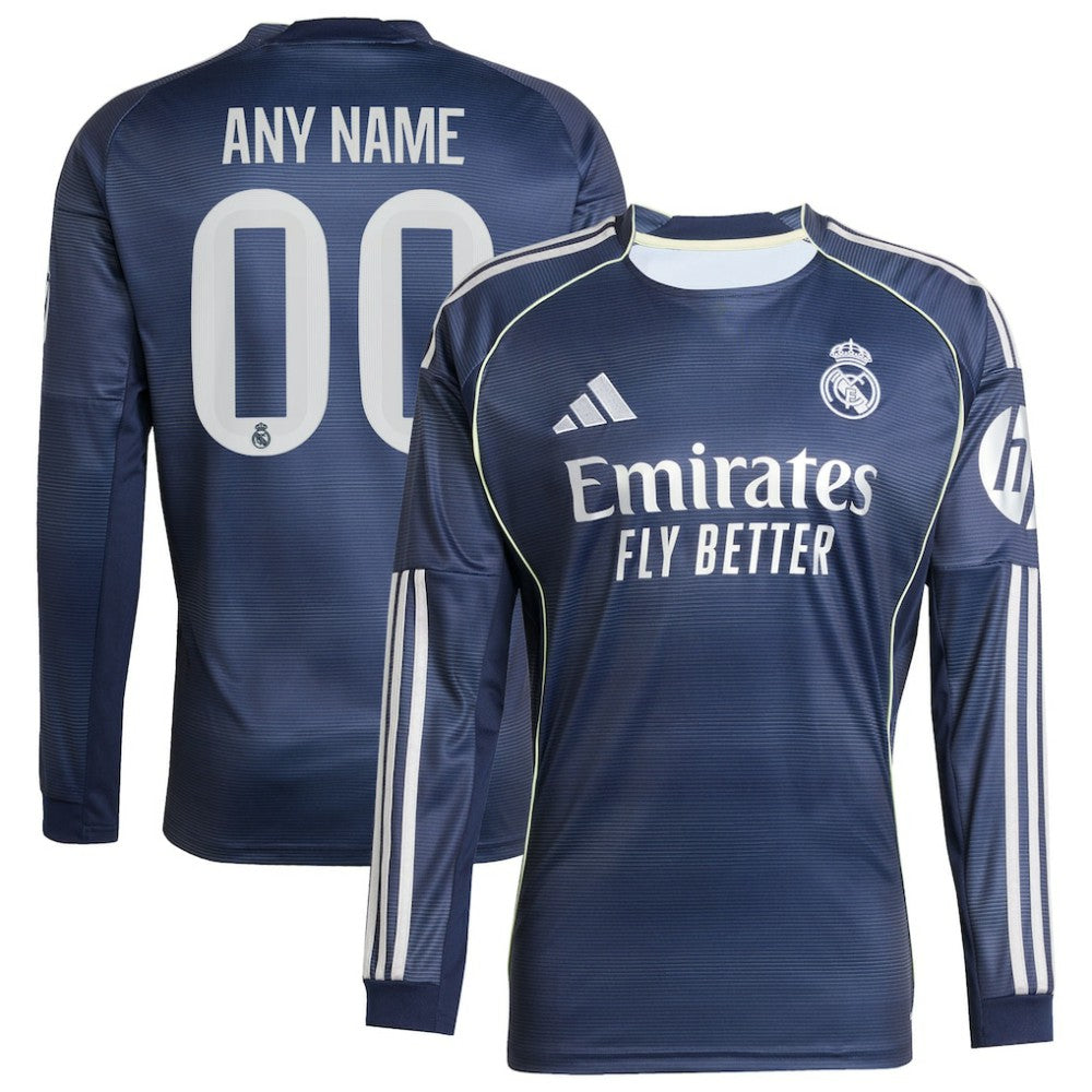 Real Madrid 2025/26 Away Long Sleeve Replica Custom Jersey - Blue shop