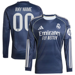 Real Madrid 2025/26 Away Long Sleeve Replica Custom Jersey - Blue shop