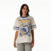 Golden State Warriors The Wild Collective Women's Vintage Drop Shoulder Oversized Boyfriend T-Shirt sale - Cream outlet