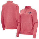 Cincinnati Reds Antigua Women's Crush Stars and Stripes Team Logo Quarter-Zip Pullover Top Heather Red