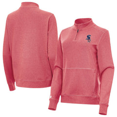 Chicago White Sox Antigua Women's Crush Stars and Stripes Team Logo Quarter-Zip Pullover Top Heather Red