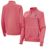 Minnesota Twins Antigua Women's Crush Stars and Stripes Team Logo Quarter-Zip Pullover Top Heather Red