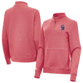 Colorado Rockies Antigua Women's Crush Stars and Stripes Team Logo Quarter-Zip Pullover Top Heather Red