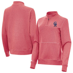 Colorado Rockies Antigua Women's Crush Stars and Stripes Team Logo Quarter-Zip Pullover Top Heather Red