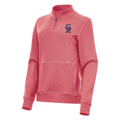 Colorado Rockies Antigua Women's Crush Stars and Stripes Team Logo Quarter-Zip Pullover Top Heather Red