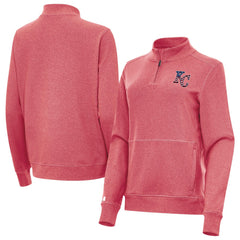 Kansas City Royals Antigua Women's Crush Stars and Stripes Team Logo Quarter-Zip Pullover Top Heather Red