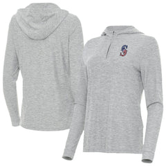 Seattle Mariners Antigua Women's Daybreak Quarter-Zip Hoodie Heather Gray